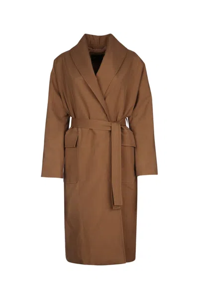 Loro Piana Dwight Coat Sb Japon Silk Wr In Sage Brown