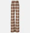 Loro Piana Edward Checked Flannel Wide-leg Pants In Brown