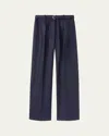 Loro Piana Edward Pintuck Belted Wool Cashmere Trousers In A0gv Alabaster Cream