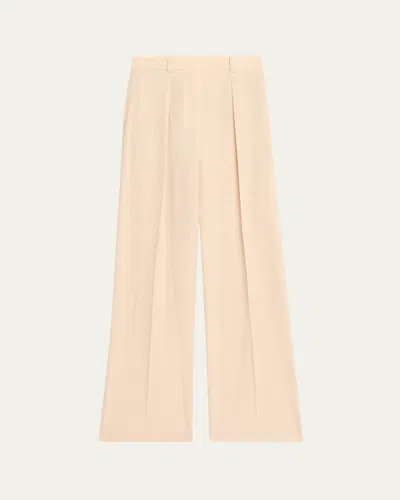 Loro Piana Edward Pleated Wide-leg Trousers In Orange