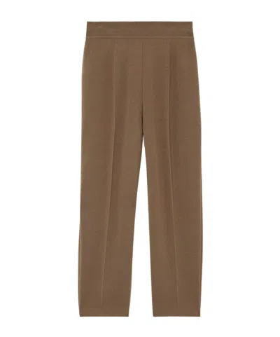 Loro Piana Elastic Ribbed Waist Knitted Casual Pants In Smoky Wood Color