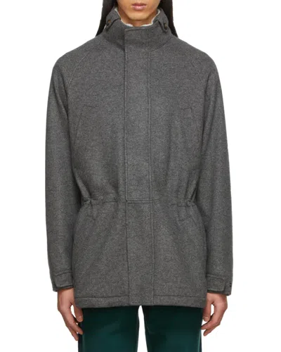 Loro Piana Elastic Waist And Standing Collar Casual Jacket In Black