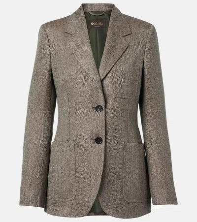 Loro Piana Eleanor Chevron Linen Blazer In Brown