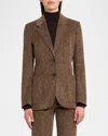 Loro Piana Eleanor Paillette Tweed Corduroy Single-breasted Jacket In T1kp Chocolate Noire