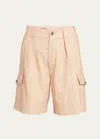 Loro Piana Eleazar Light Tussah Silk Bermuda Shorts In E0b5 Ginseng