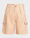 Loro Piana Eleazar Light Tussah Silk Bermuda Shorts In Ginseng