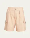 Loro Piana Eleazar Light Tussah Silk Bermuda Shorts In Ginseng