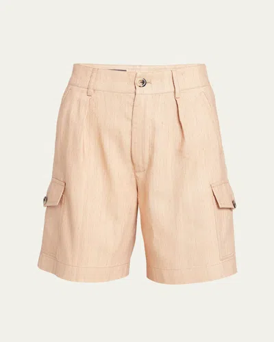 Loro Piana Eleazar Light Tussah Silk Bermuda Shorts In Ginseng