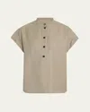 Loro Piana Elody Cap-sleeve Silk-wool Shirt In Aniseed