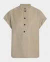 Loro Piana Elody Cap-sleeve Silk-wool Shirt In Aniseed