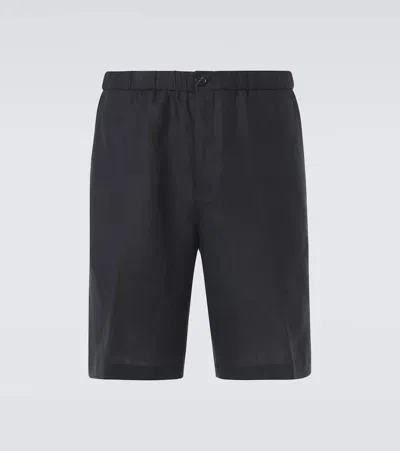 Loro Piana Emanuele Linen Bermuda Shorts In Blue
