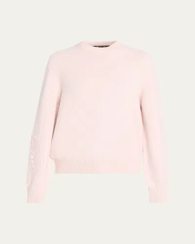 Loro Piana Embroidered Baby Cashmere Crewneck Sweater In Pink