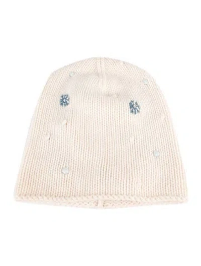 Pre-owned Loro Piana Embroidered Knit Beanie In Blue/white