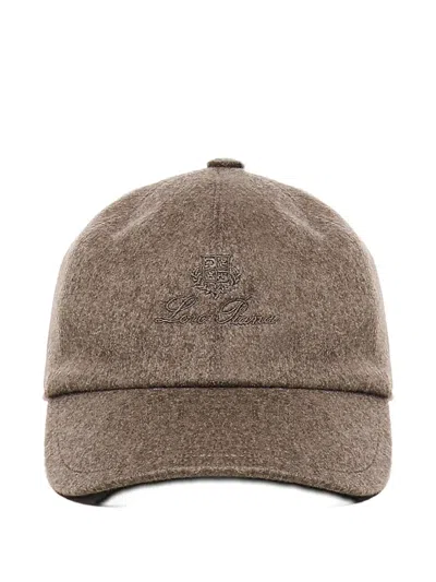 Loro Piana Embroidered-logo Cashmere Cap In Brown