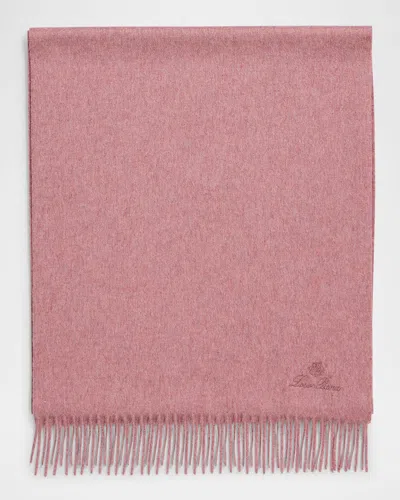 Loro Piana Embroidered Logo Cashmere Scarf In Pink