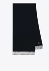 Loro Piana Embroidered Logo Cashmere Scarf In Black