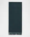 Loro Piana Embroidered Logo Cashmere Scarf In Emerald Noire