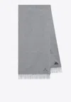 Loro Piana Embroidered Logo Cashmere Scarf In Gray