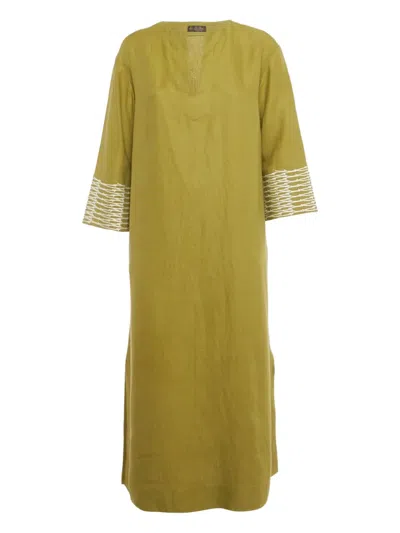 Pre-owned Loro Piana Embroidered Midi Dress In Green