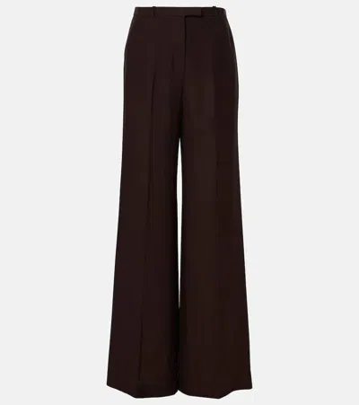Loro Piana Emmit Linen Flared Pants In Brown