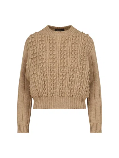 Loro Piana Erdenet Cashmere-blend Ball Knit Sweater In Brown