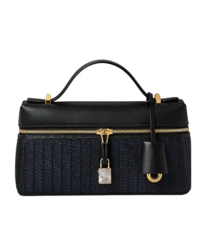 Loro Piana Extra Bag L23 In Navy Blue/black/gold
