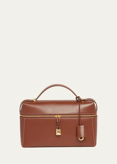 Loro Piana Extra Bag L27 Leather Saddle Bag In H0mc Bark Tree