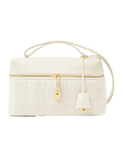 Loro Piana Extra Bag L27 Shoulder Bag In Natural Color/whispered White/sun Gold