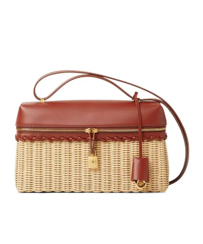 Loro Piana Extra Bag L27 Wicker In Malt/dark Caramel/sunshine Gold