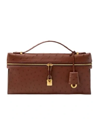 Loro Piana Extra Clutch L29 Tote In Charred Brown/sun Gold