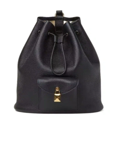 Loro Piana Extra Drawstring Backpack In Black/sun Gold