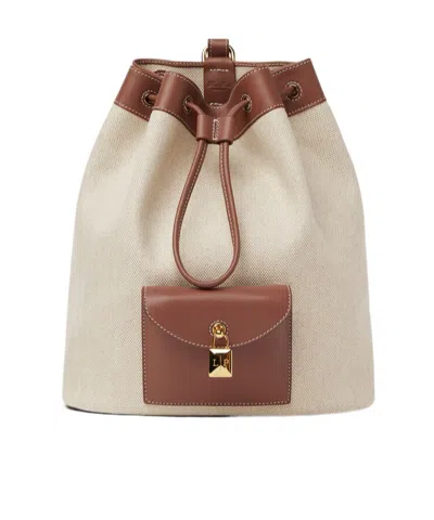 Loro Piana Extra Drawstring Backpack L27 In Natural Color/caramel Color/sun Gold