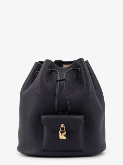 Loro Piana Extra Drawstring L27 Leather Backpack In Blue
