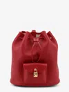 Loro Piana Extra Drawstring L27 Leather Backpack In Red