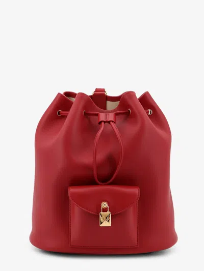 Loro Piana Extra Drawstring L27 Leather Backpack In Red