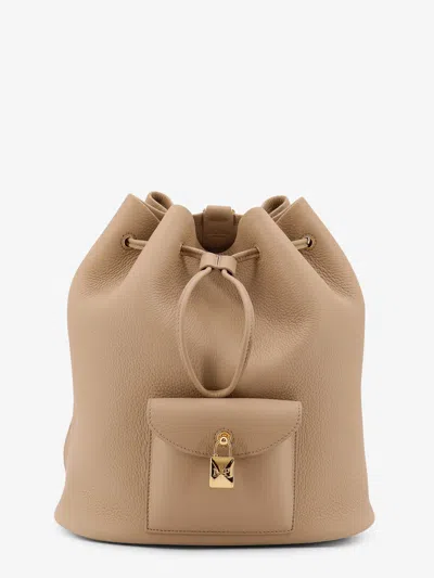 Loro Piana Extra Drawstring L27 Leather Backpack In Sand