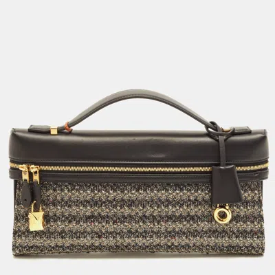 Pre-owned Loro Piana Extra L29 Multicolor Tweed And Leather Clutch