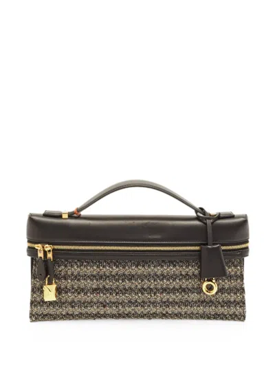 Pre-owned Loro Piana Extra L29 Tweed Clutch Bag In Black
