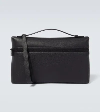 Loro Piana Extra Leather Pouch In Black