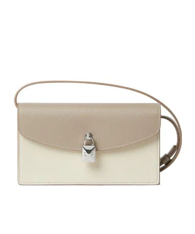 Loro Piana Extra Pochette Shoulder Bag In Snowflake/pigeon/vintage Silver