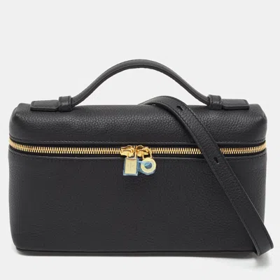 Pre-owned Loro Piana Extra Pocket L19 Black Leather Pouch