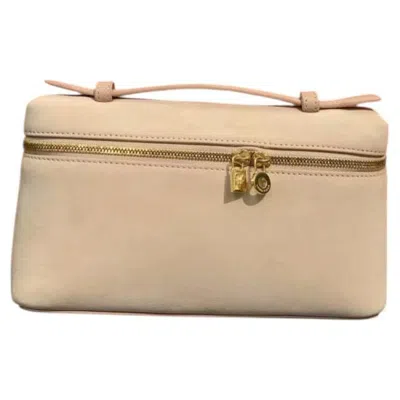 Pre-owned Loro Piana Extra Pocket L19 Nubuck Leather Pouch Bag Gold Hardware