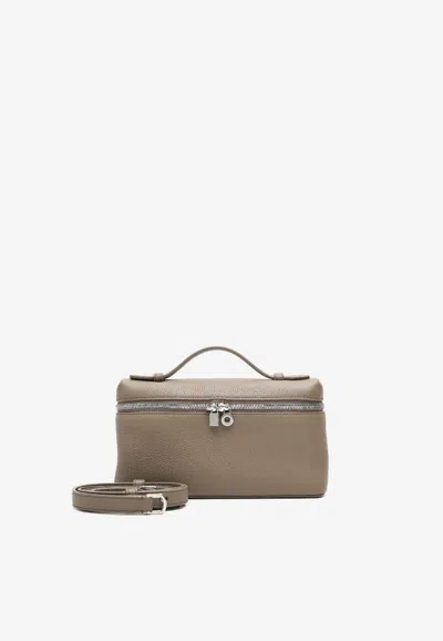 Loro Piana Extra Pocket L19 Pouch In Grained Leather In Brown