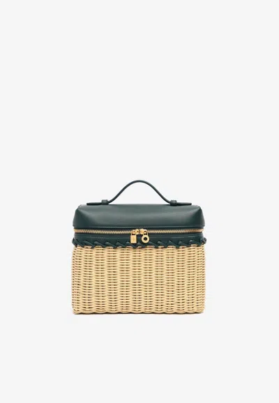 Loro Piana Extra Pocket L19 Wicker Pouch In Green