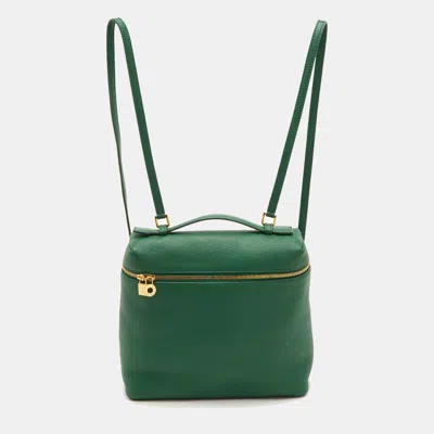 Pre-owned Loro Piana Extra Pocket L23.5 Green Leather Backpack
