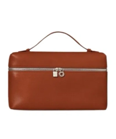 Loro Piana Extra Pocket L27 Handbag In Kumel/ancient Silver