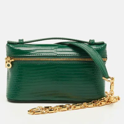 Pre-owned Loro Piana Extra Pocket Mini Green Lizard Pouch