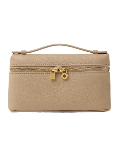 Loro Piana Extra Pocket Mini Pouch In Light Mastic/sun Gold