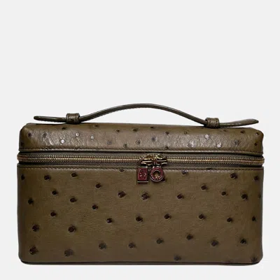 Pre-owned Loro Piana Extra Pocket Ostrich L19 In Green