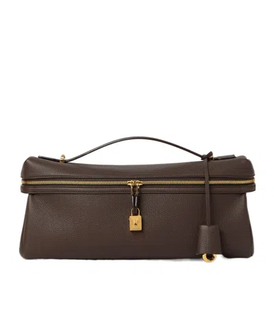 Loro Piana Extra Softy Bag L33 In Dark Chocolate Licorice/sun Gold